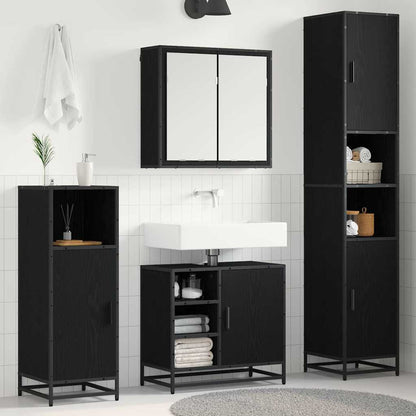 Bathroom Furniture Set 4 pcs Black Oak Engineered Wood
