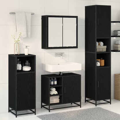Bathroom Furniture Set 4 pcs Black Oak Engineered Wood