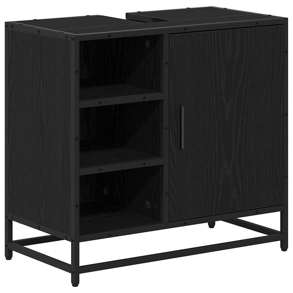 Bathroom Furniture Set 4 pcs Black Oak Engineered Wood
