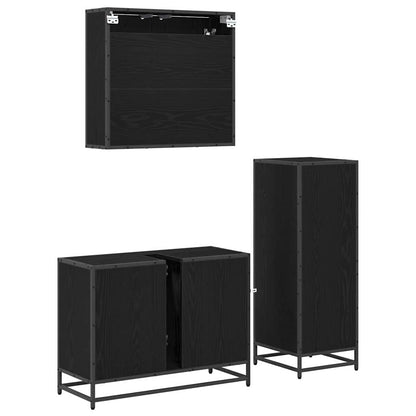 Bathroom Furniture Set with Door 3 pcs Old Wood Engineered Wood