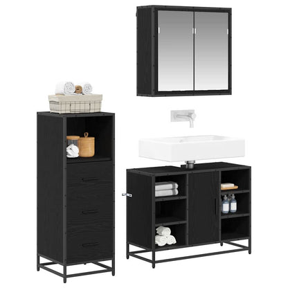 Bathroom Furniture Set with Door 3 pcs Old Wood Engineered Wood