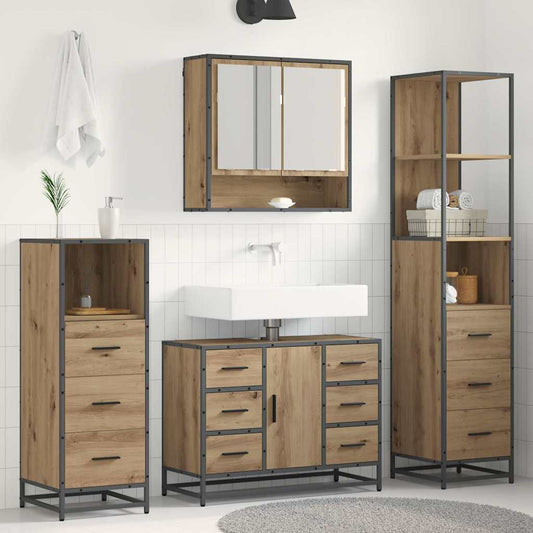 Bathroom Furniture Set 3 pcs Artisan Oak Engineered Wood
