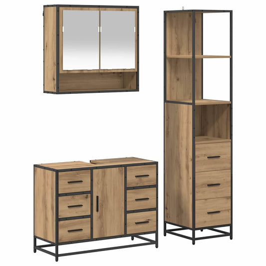 Bathroom Furniture Set 3 pcs Artisan Oak Engineered Wood