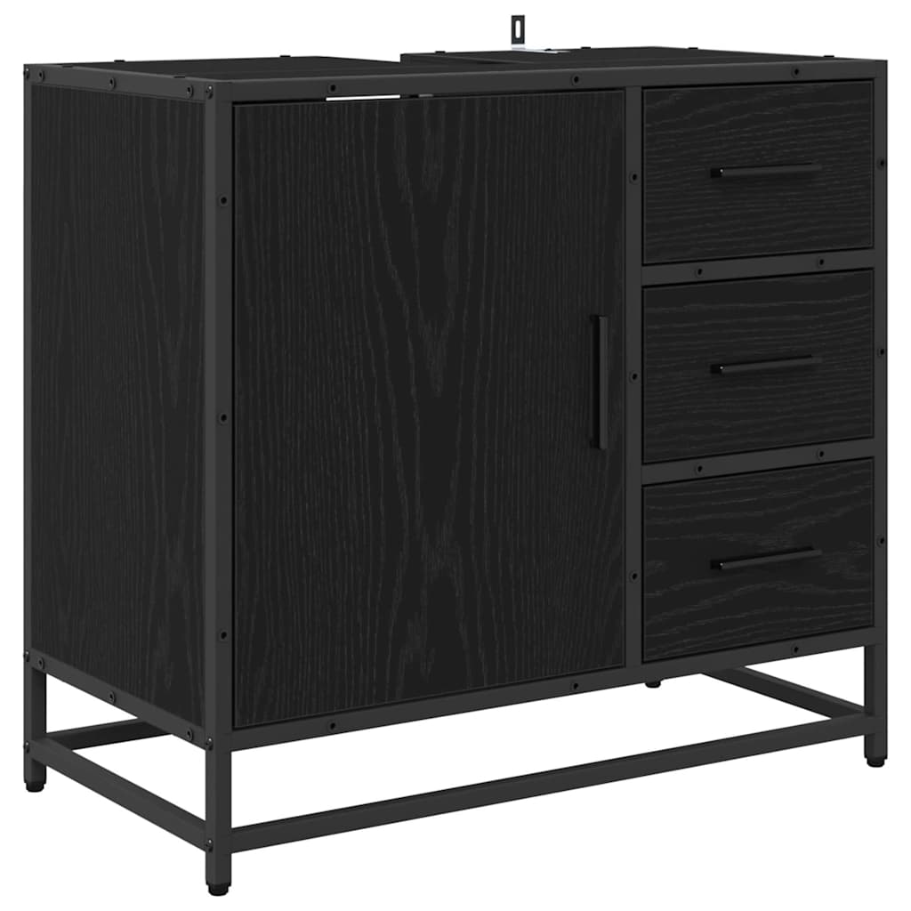 Bathroom Furniture Set 2 pcs Black Oak Engineered Wood