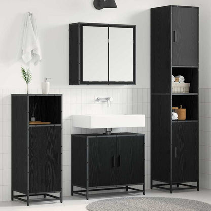 Bathroom Furniture Set 3 pcs Black Oak Engineered Wood