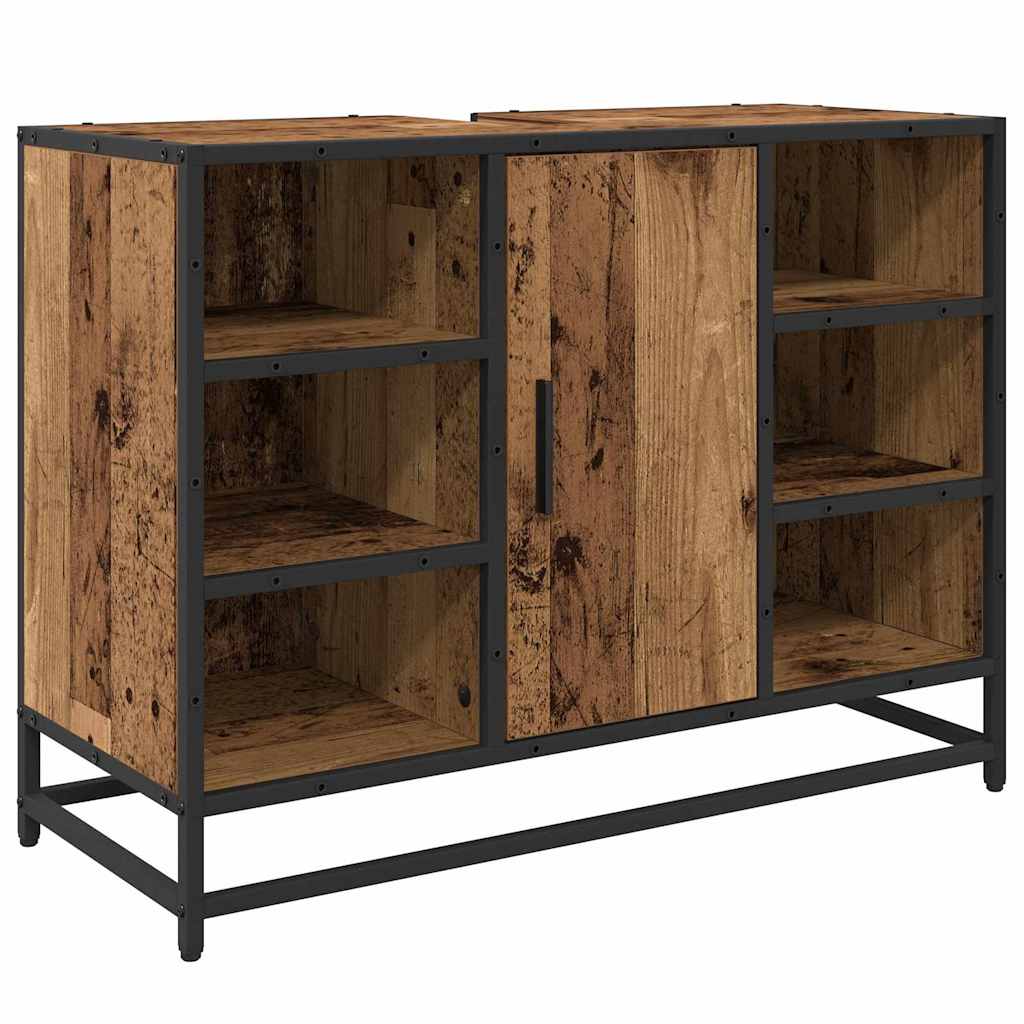 Bathroom Furniture Set with Door 3 pcs Old Wood Engineered Wood