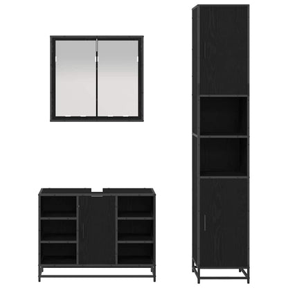 Bathroom Furniture Set 3 pcs Black Oak Engineered Wood