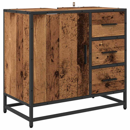 Bathroom Furniture Set with Door 3 pcs Old Wood Engineered Wood