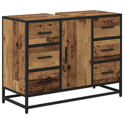 Bathroom Furniture Set with Door 3 pcs Old Wood Engineered Wood