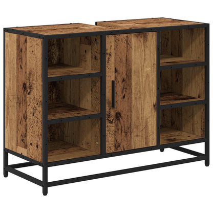 Bathroom Furniture Set with Door 3 pcs Old Wood Engineered Wood