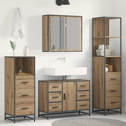 Bathroom Furniture Set 4 pcs Artisan Oak Engineered Wood