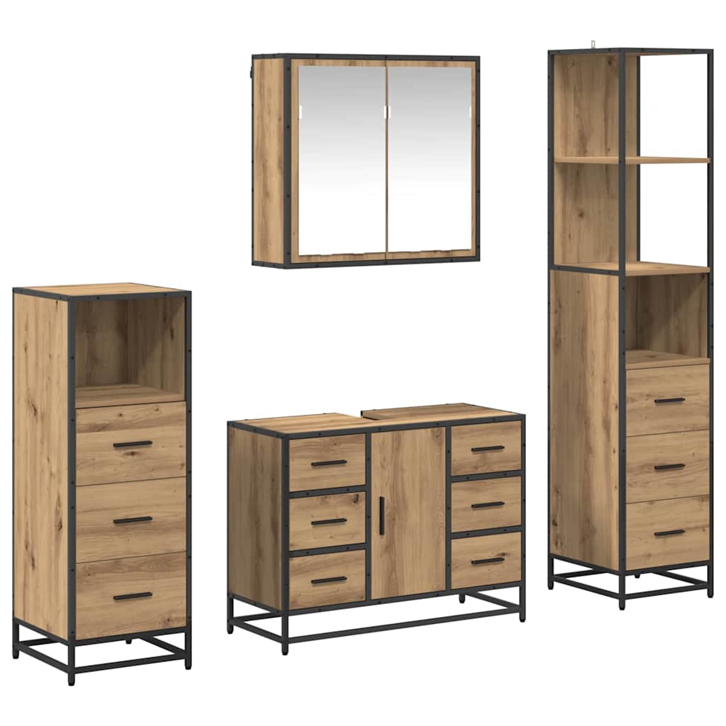 Bathroom Furniture Set 4 pcs Artisan Oak Engineered Wood