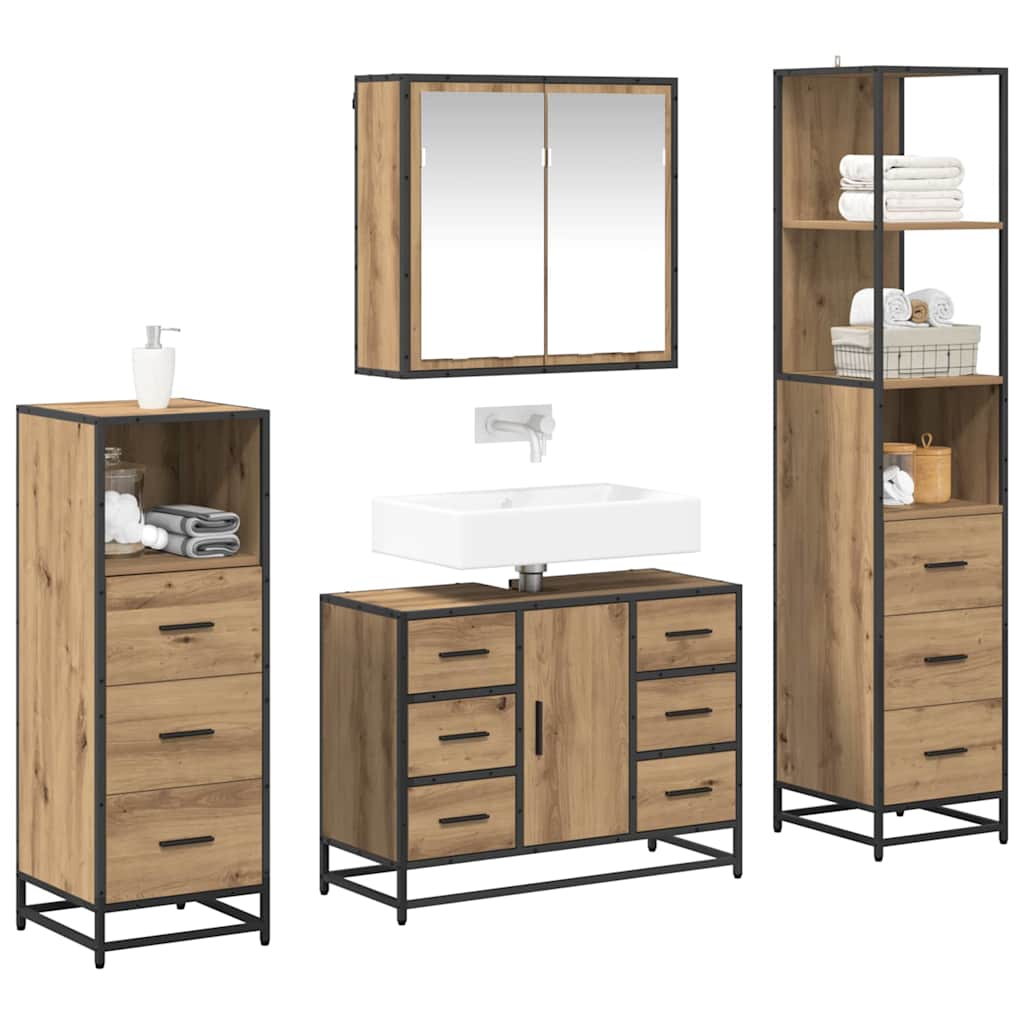 Bathroom Furniture Set 4 pcs Artisan Oak Engineered Wood