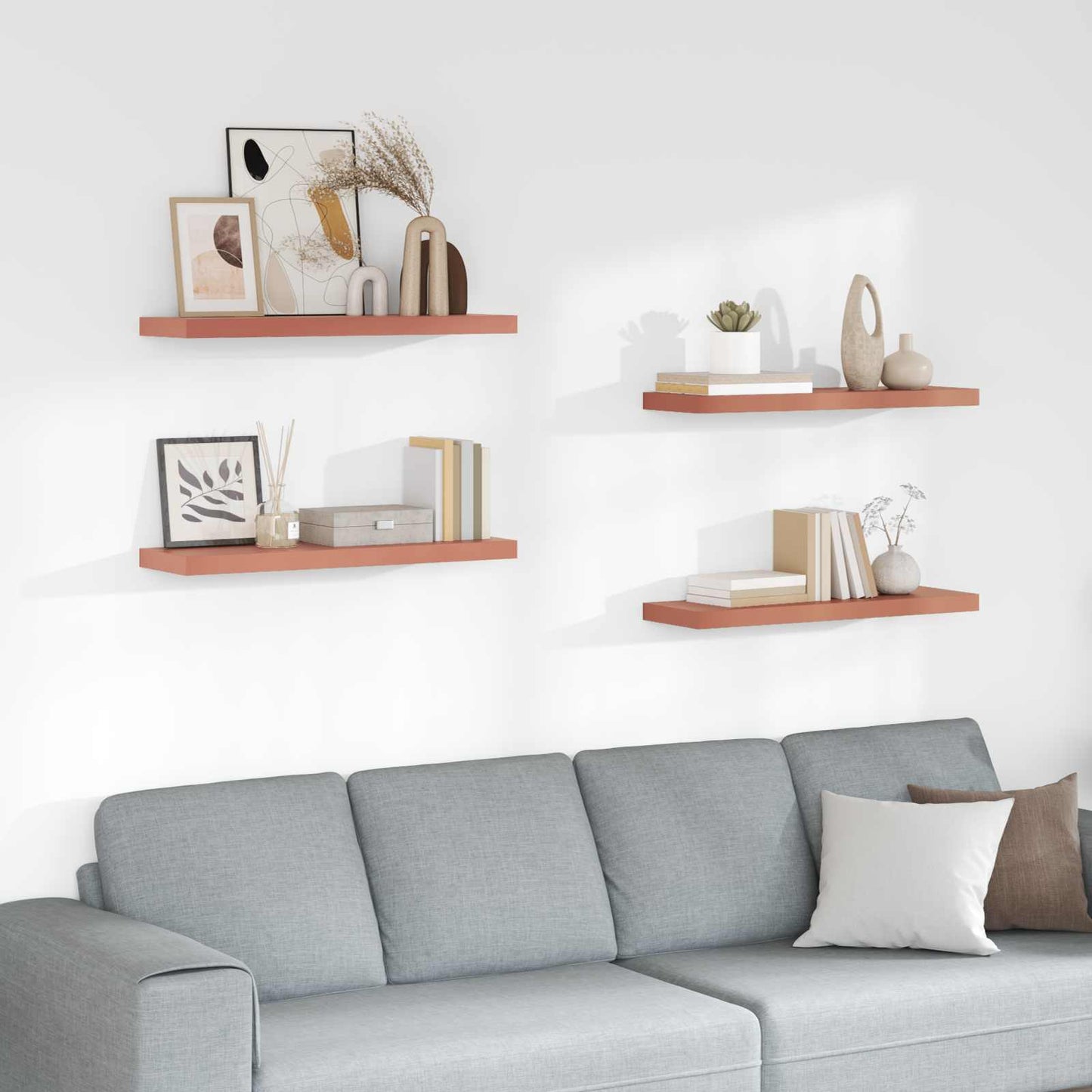 Wall Shelf 4 pcs Red 90 x 23.5 x 4 cm Engineered Wood