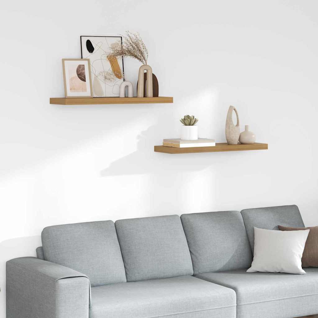 Wall Shelf Wall-Mounted 2 pcs Brown 90 x 23.5 x 3.8 cm
