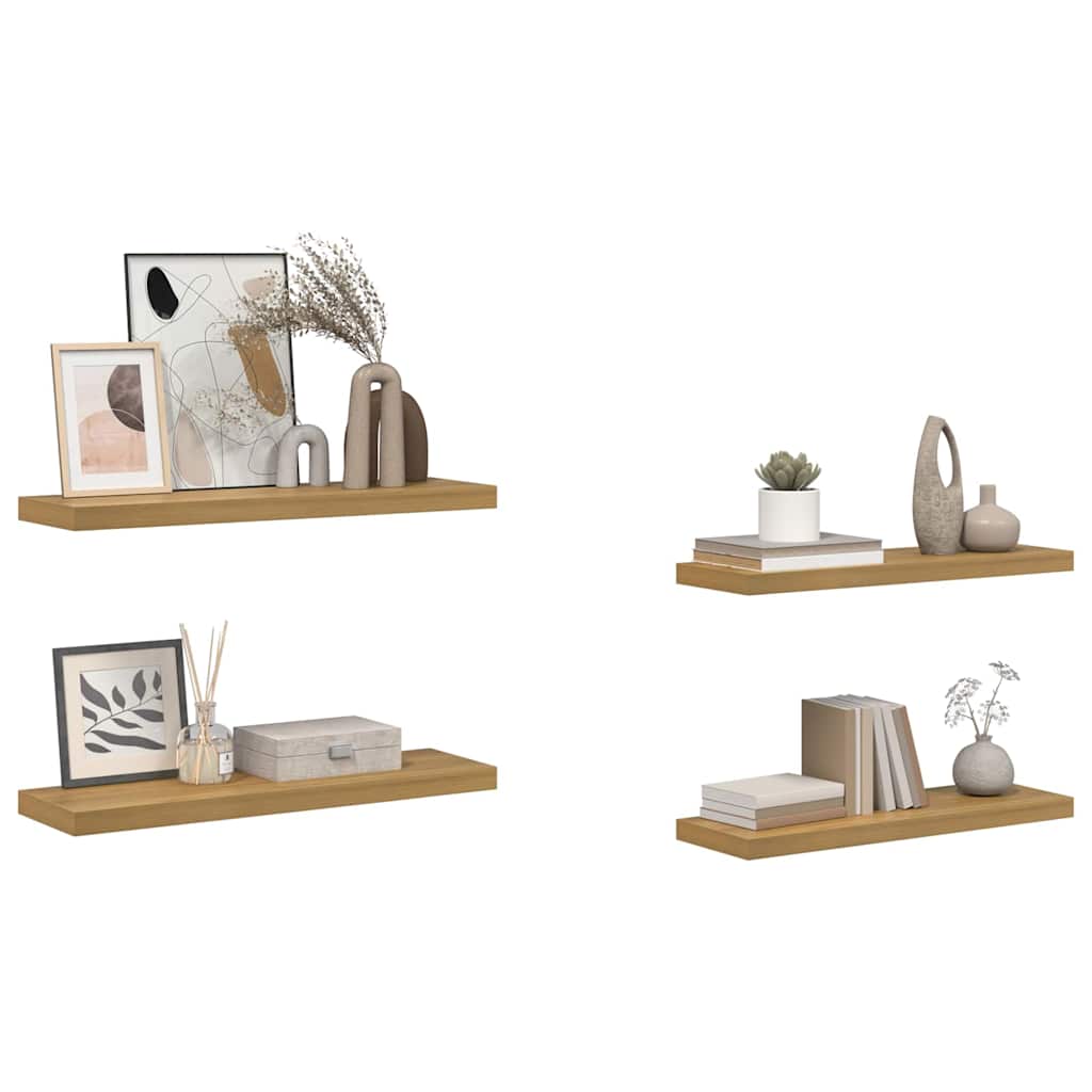 Wall Shelf 4 pcs Brown 90 x 23.5 x 4 cm Engineered Wood