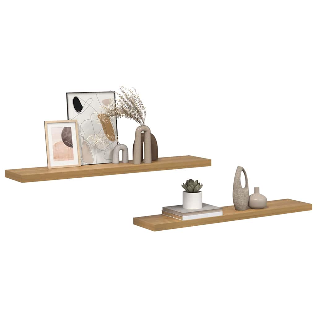 Wall Shelf Wall-Mounted 2 pcs Brown 120 x 23.5 x 3.8 cm