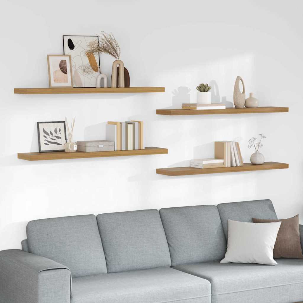 Wall Shelf Wall-Mounted 4 pcs Brown 120 x 23.5 x 3.8 cm