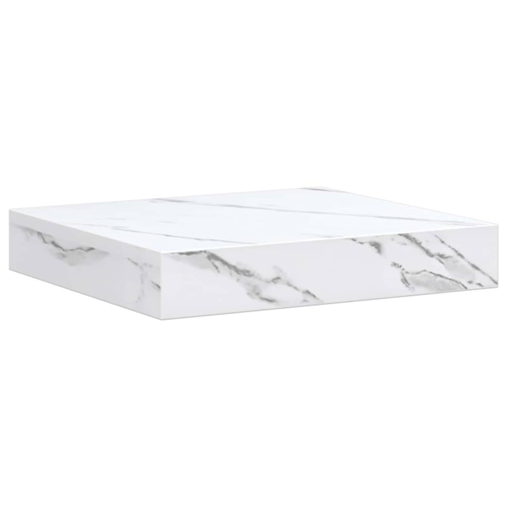 Wall Shelf 2 pcs White Marble 23 x 23.5 x 4 cm Engineered Wood