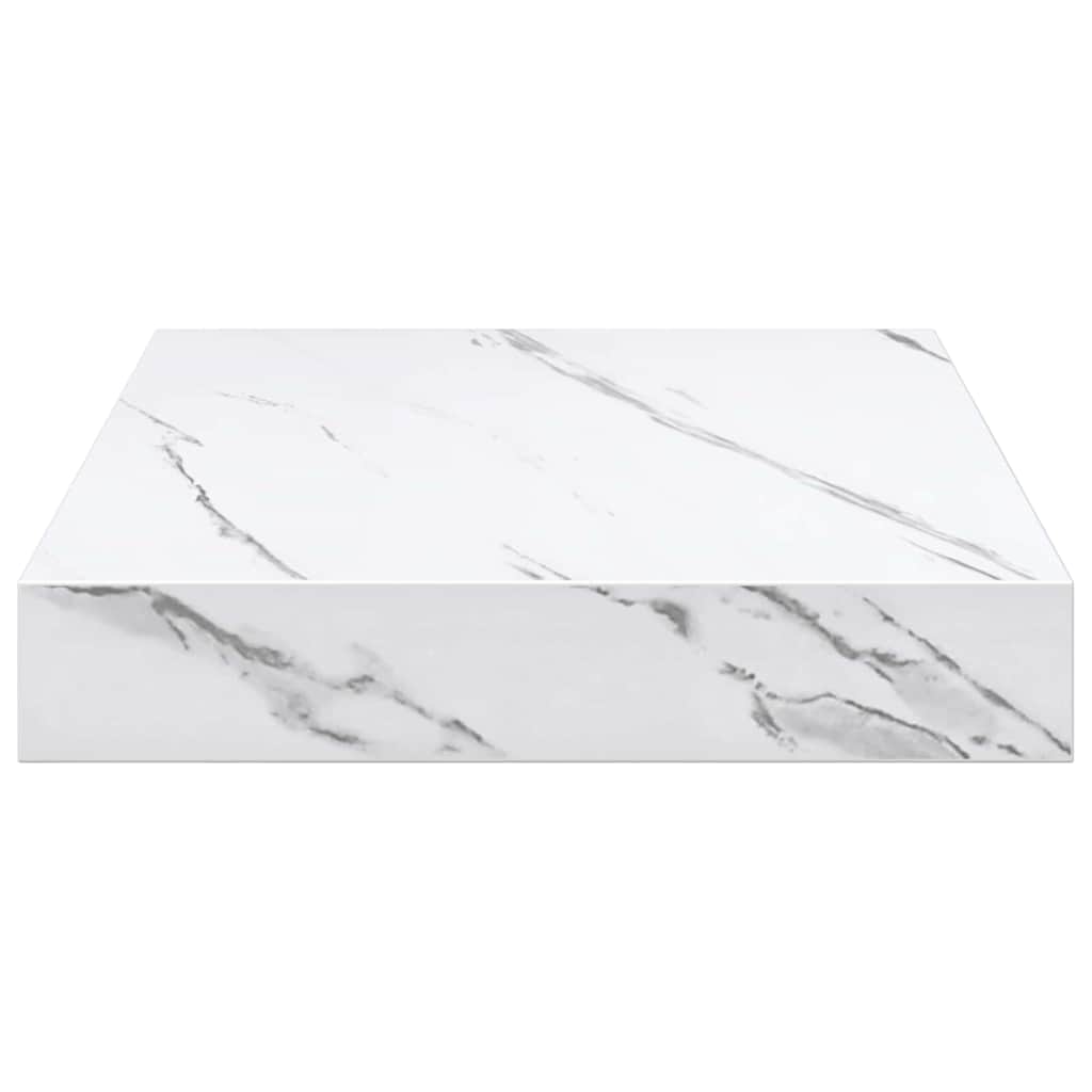 Wall Shelf 2 pcs White Marble 23 x 23.5 x 4 cm Engineered Wood