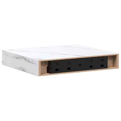 Wall Shelf 4 pcs White Marble 23 x 23.5 x 4 cm Engineered Wood