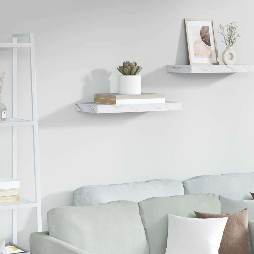 Wall Shelf White Marble 50 x 23 x 4 cm Engineered Wood