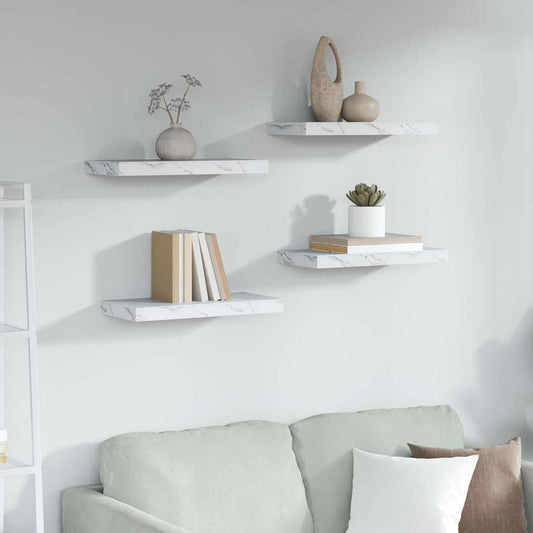 Wall Shelf 4 pcs White Marble 50 x 23.5 x 3.8 cm