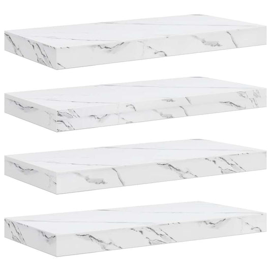 Wall Shelf 4 pcs White Marble 50 x 23.5 x 3.8 cm