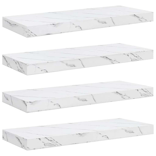 Wall Shelf 4 pcs White Marble 60 x 23.5 x 3.8 cm