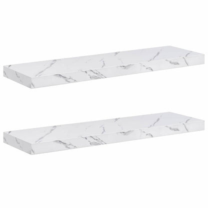 Wall Shelf 2 pcs White Marble 80 x 23.5 x 4 cm Engineered Wood