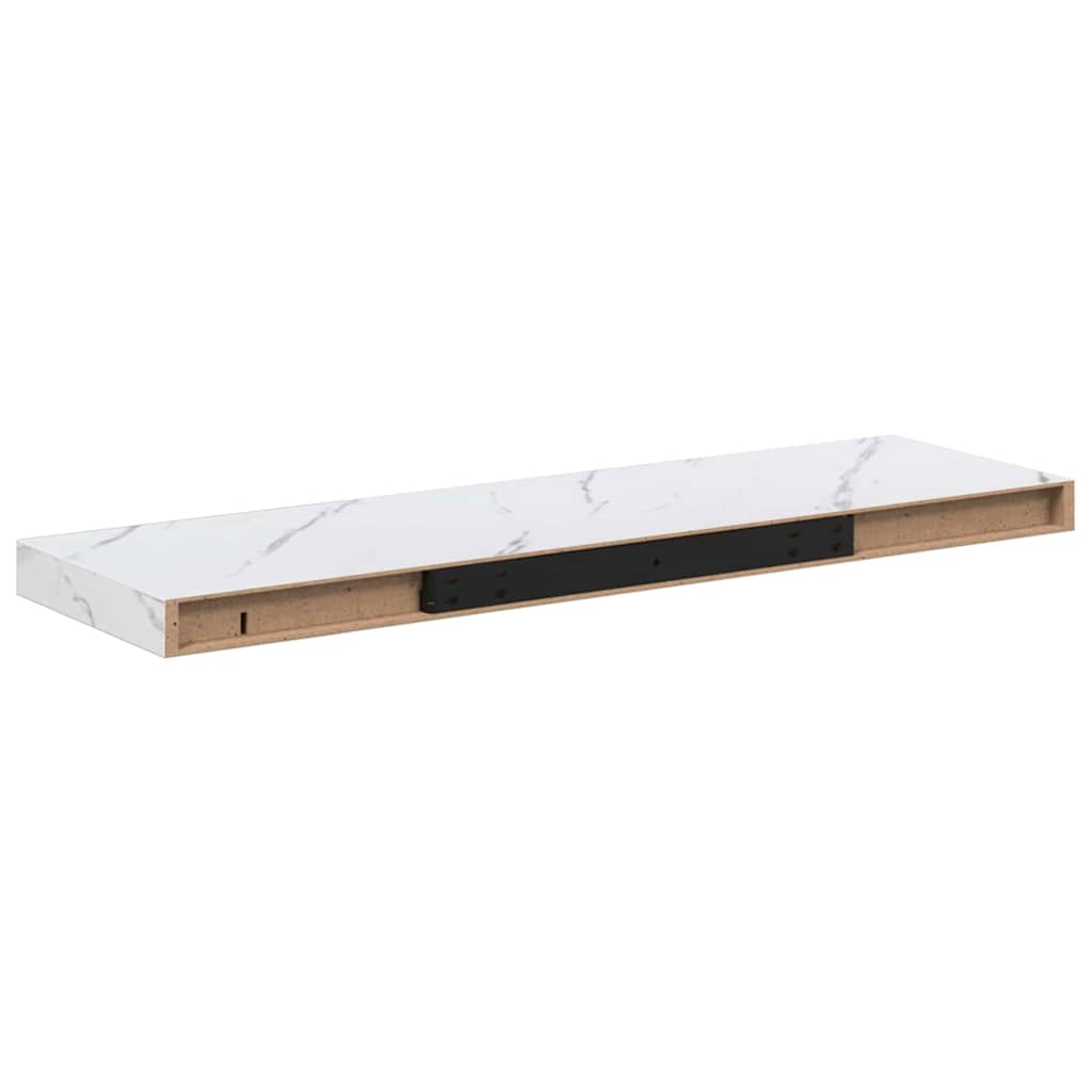 Wall Shelf 2 pcs White Marble 80 x 23.5 x 4 cm Engineered Wood