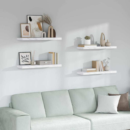 Wall Shelf 4 pcs White Marble 80 x 23.5 x 3.8 cm