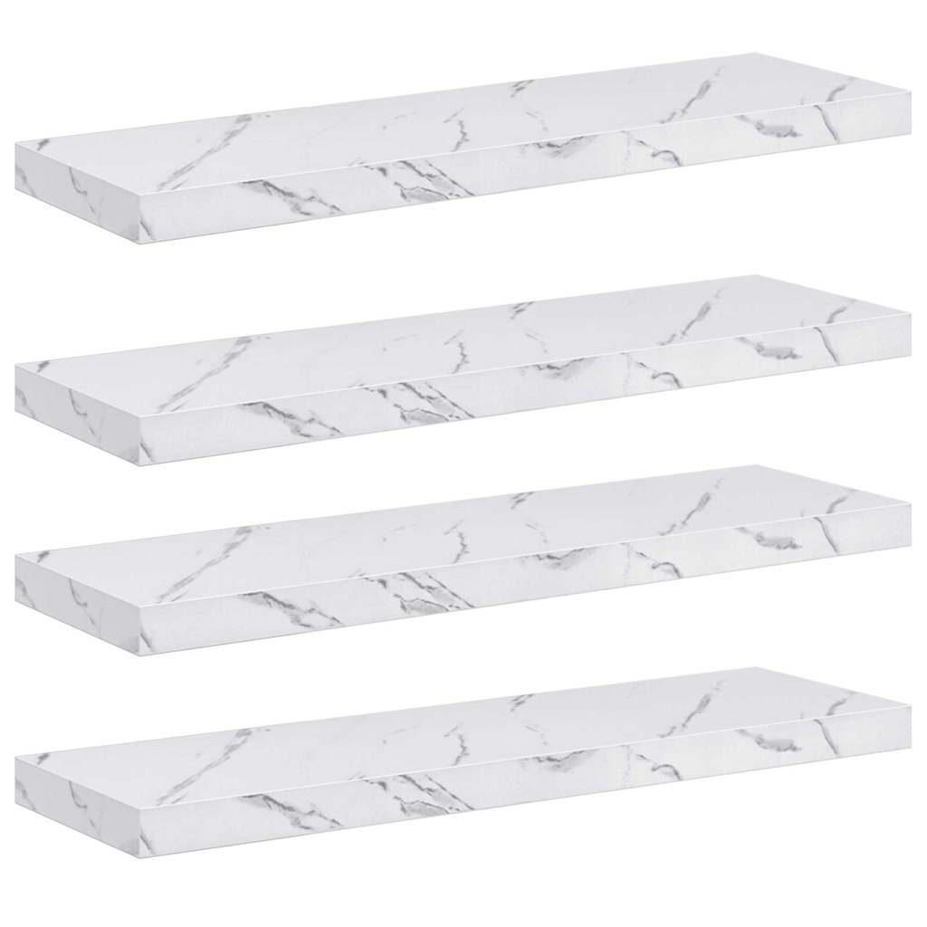 Wall Shelf 4 pcs White Marble 80 x 23.5 x 4 cm Engineered Wood
