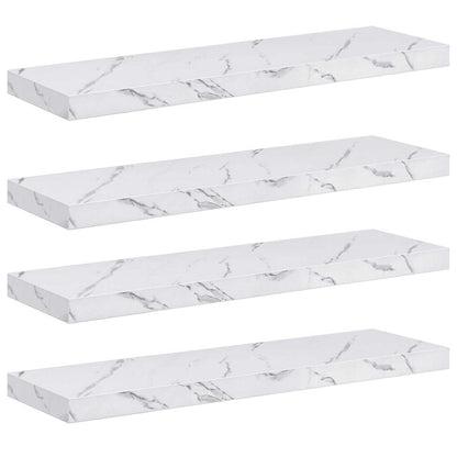 Wall Shelf 4 pcs White Marble 80 x 23.5 x 4 cm Engineered Wood