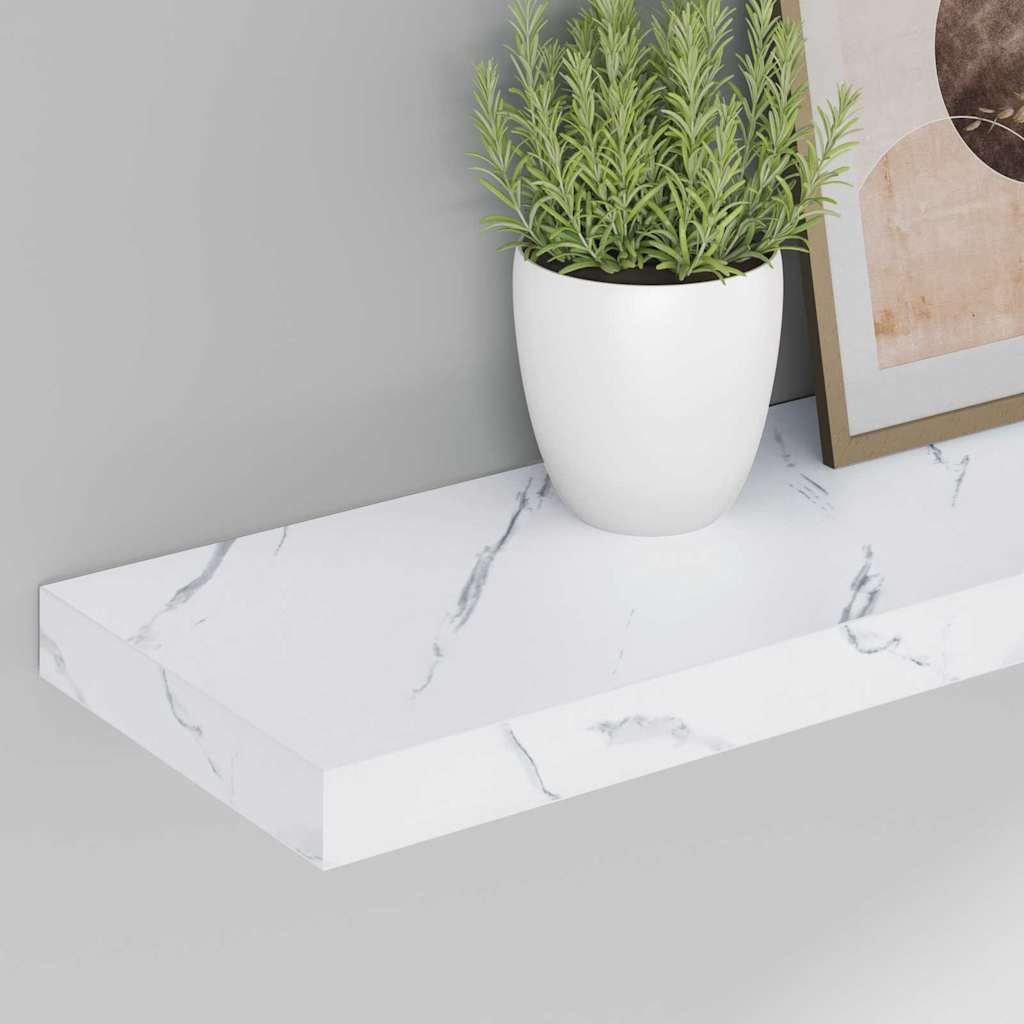 Wall Shelf 2 pcs White Marble 90 x 23.5 x 4 cm Engineered Wood