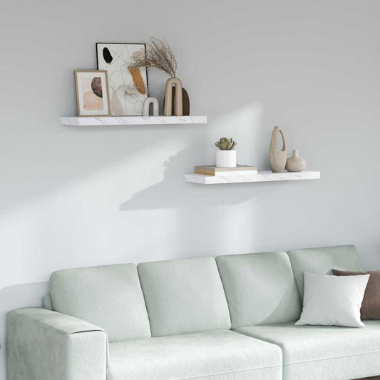 Wall Shelf 2 pcs White Marble 90 x 23.5 x 3.8 cm