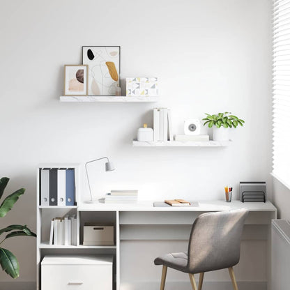 Wall Shelf 2 pcs White Marble 90 x 23.5 x 4 cm Engineered Wood