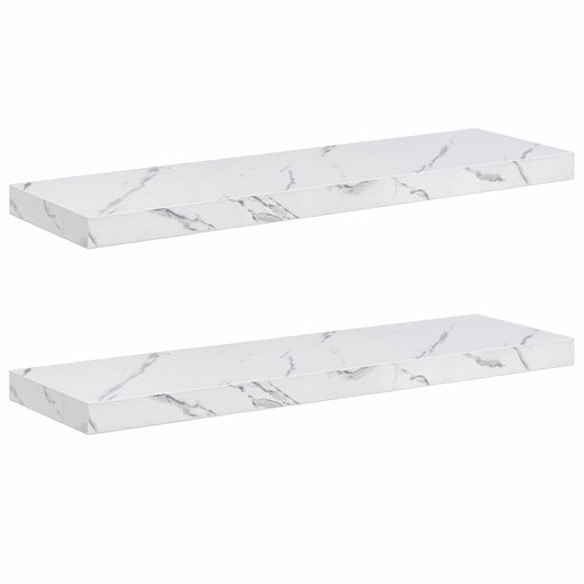 Wall Shelf 2 pcs White Marble 90 x 23.5 x 3.8 cm