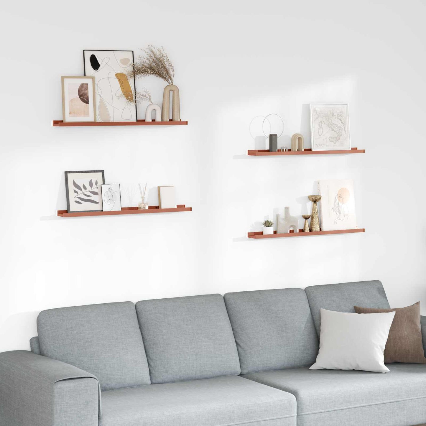 Wall Shelf with Shelf 4 pcs Red 80 x 9 x 3 cm Engineered Wood