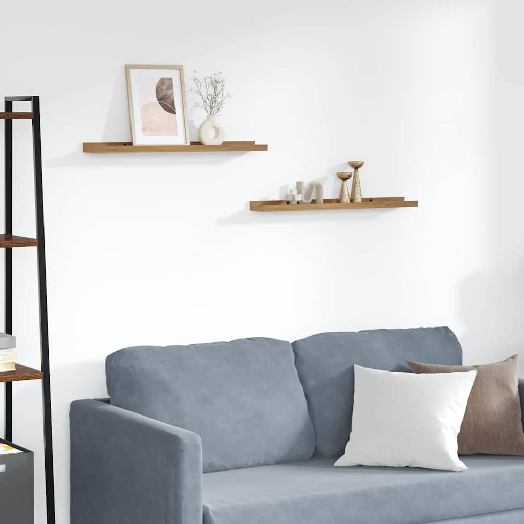 Wall Shelf Wall-Mounted 2 pcs Brown 60 x 9 x 3 cm