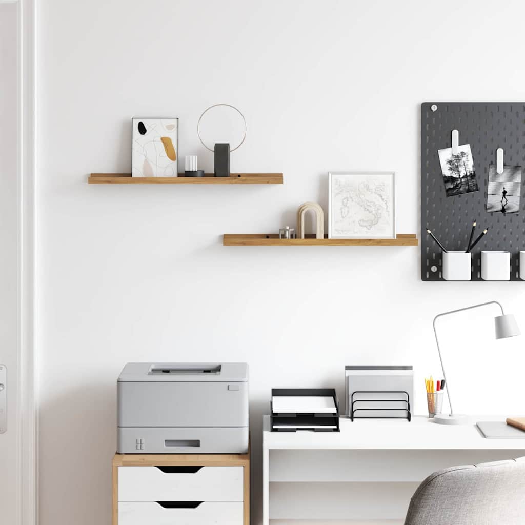 Wall Shelf Wall-Mounted 2 pcs Brown 60 x 9 x 3 cm
