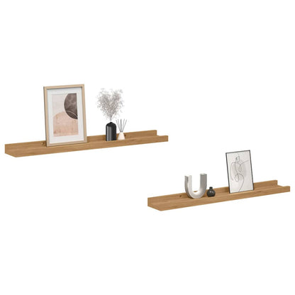 Wall Shelf Wall-Mounted 2 pcs Brown 60 x 9 x 3 cm