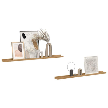 Wall Shelf Wall-Mounted 2 pcs Brown 100 x 9 x 3 cm