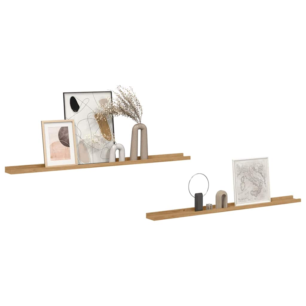 Wall Shelf Wall-Mounted 2 pcs Brown 115 x 9 x 3 cm