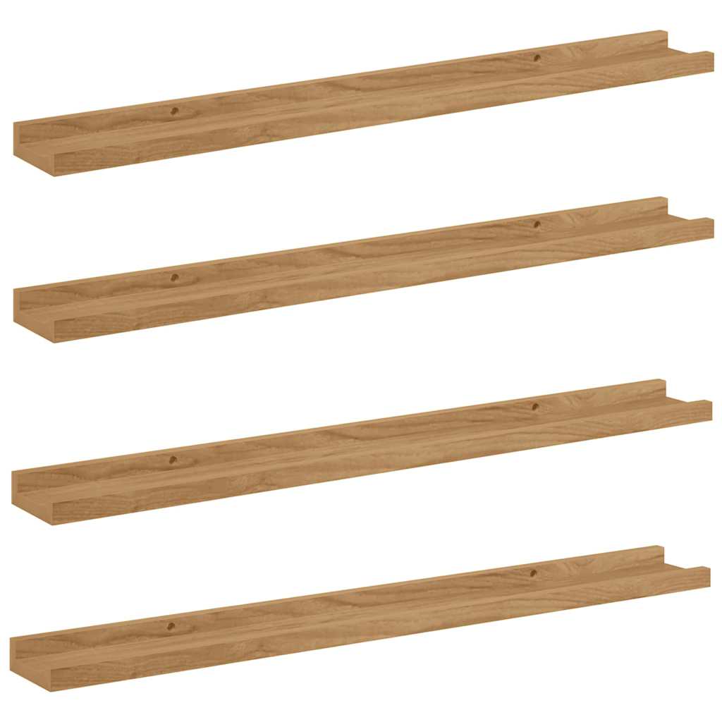 Wall Shelf Wall-Mounted 4 pcs Brown 80 x 9 x 3 cm