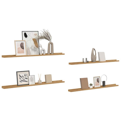 Wall Shelf Wall-Mounted 4 pcs Brown 115 x 9 x 3 cm