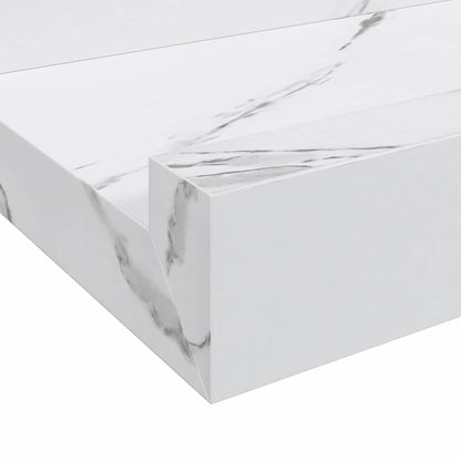 Wall Shelf 2 pcs White Marble 40 x 9 x 3 cm Engineered Wood