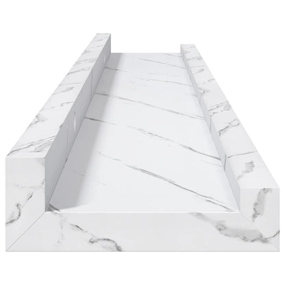 Wall Shelf 2 pcs White Marble 60 x 9 x 3 cm Engineered Wood