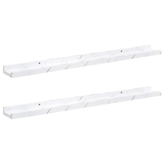 Wall Shelf 2 pcs White Marble 80 x 9 x 3 cm Engineered Wood