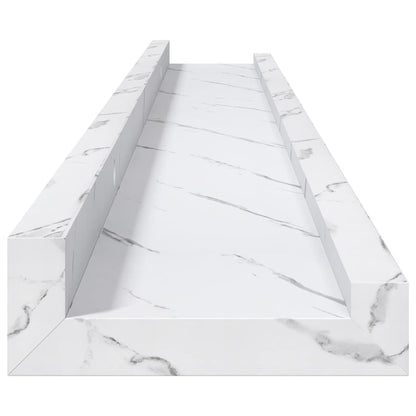 Wall Shelf 2 pcs White Marble 80 x 9 x 3 cm Engineered Wood